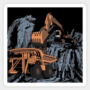 Excavator vs Dump Truck Mining Sticker